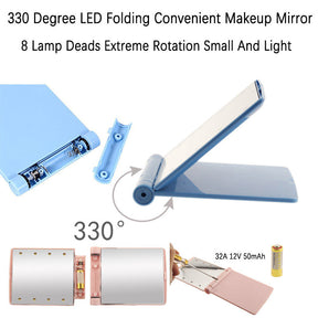 Portable LED Lighted Travel Makeup Mirror-Sky Blue