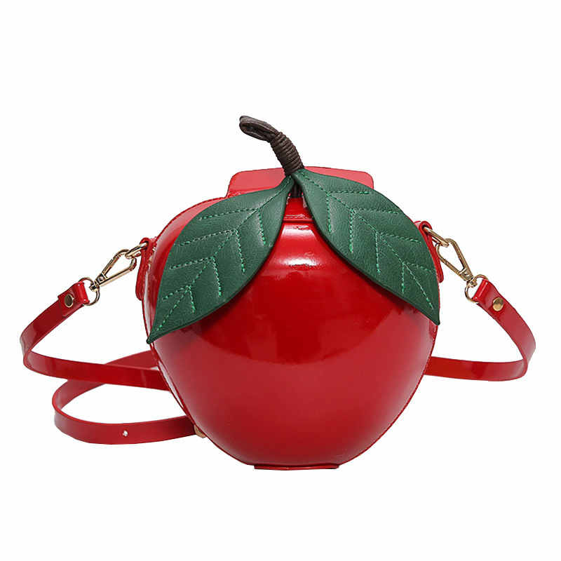 Fashion Apple Shape PU Handbag Cartoon Shoulder Bags Purse-Red
