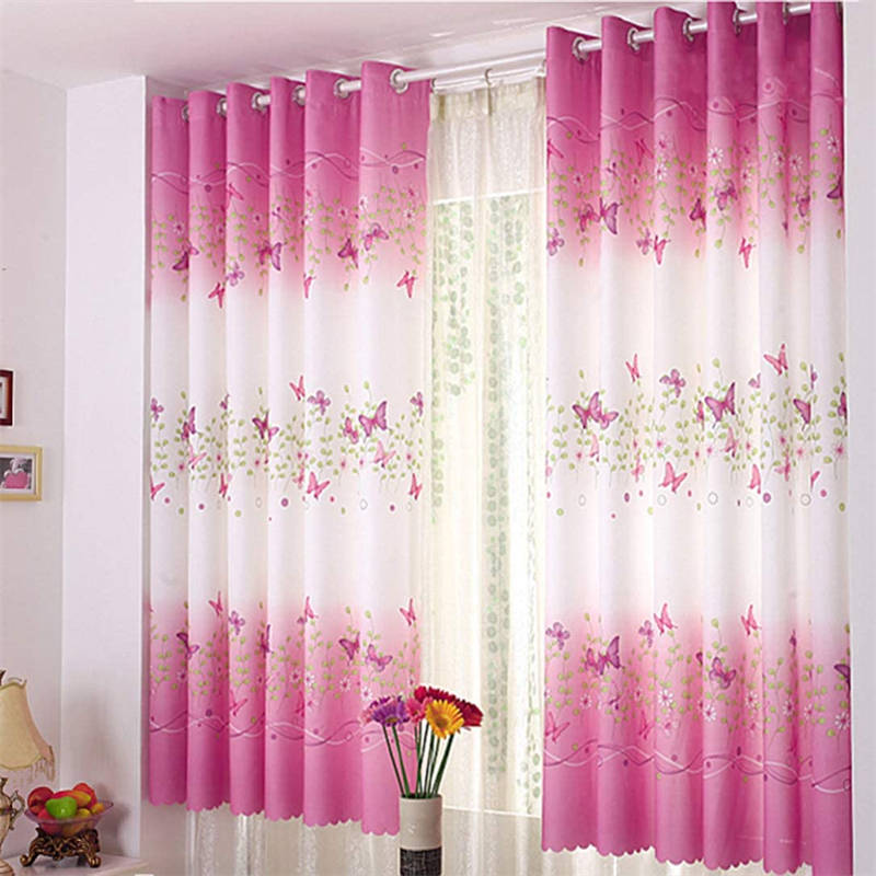2 Panels Butterfly Flowers Printed Curtains for Girls Room 39 x 78 Inch