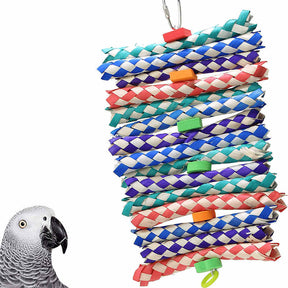 Bird Toy Colorful Bamboo Foam Shred Chew Parrot-Large