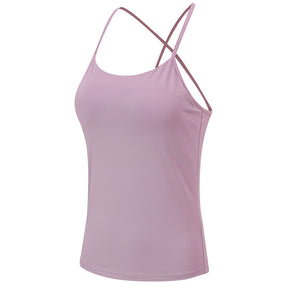 Women Yoga Vest Sports Bra With Chest Pad Fitness Workout Sling Yoga Tank Tops 02108-Purple