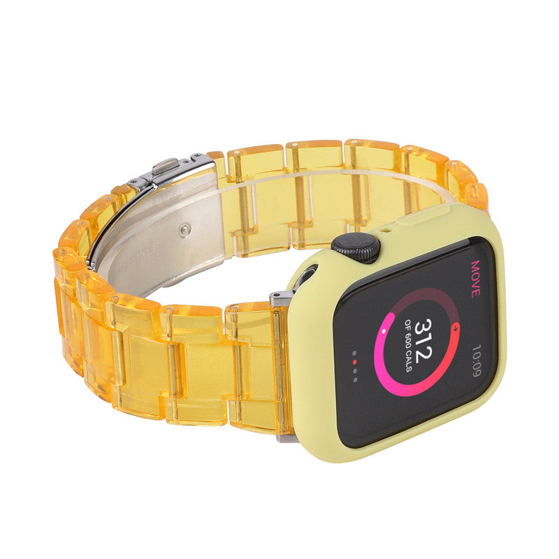 Fashion Resin Candy Watch Band + Watch Case For Apple Watch SE/6/5/4/3/2/1£¨Orange+Yellow£©