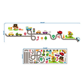 Removable Cute Cartoon Kids Room Wall Decal City Car Circled Curved Road Wall Stickers-083