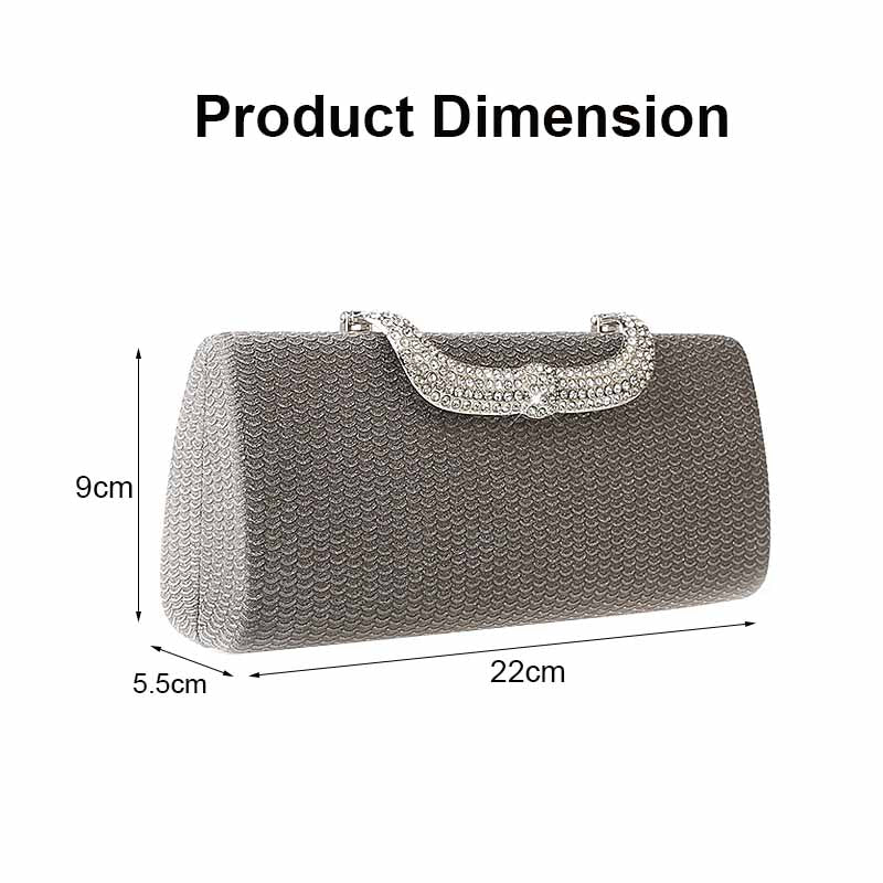 Square Clutch Rhinestone Bag Design Fine Flash Evening for Women-Black