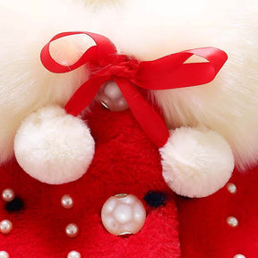 Girls Princess Faux Fur Wraps Shawl Flower Girls Bolero Princess Cape-Red