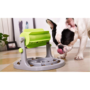 Interactive Dog Cat Food Puzzle Toy Pet Roller Slow Feeder Height Adjustable