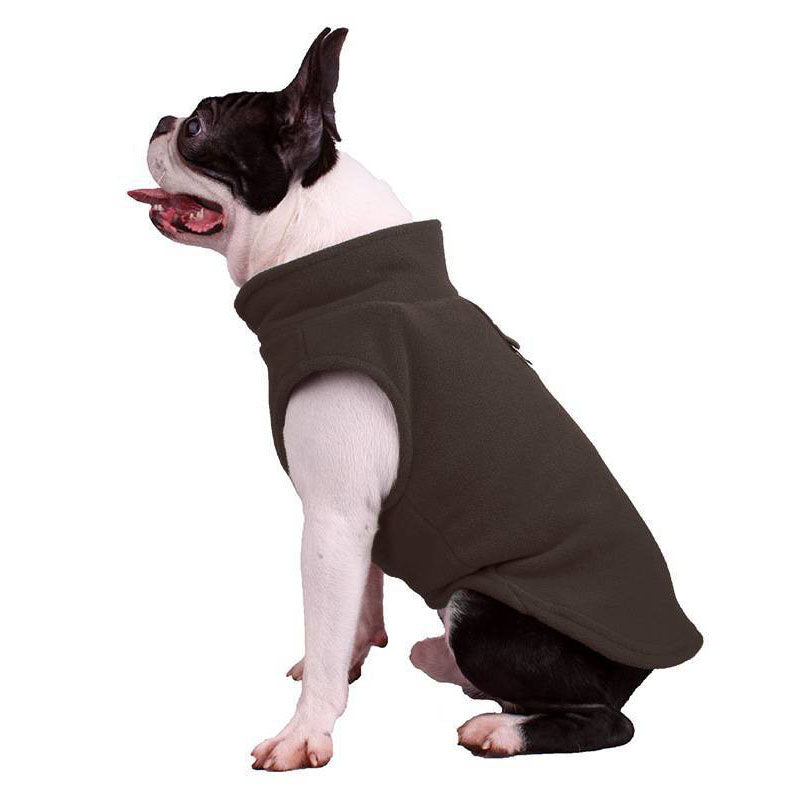 Dog Warm Vest Solid Color Pet Clothes for Small Medium Dogs and Cats-Brown