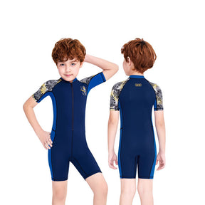 Adore Kids Swimsuit One-piece Short Sleeve Quick-drying Jellyfish Suit-M150386K-Navy