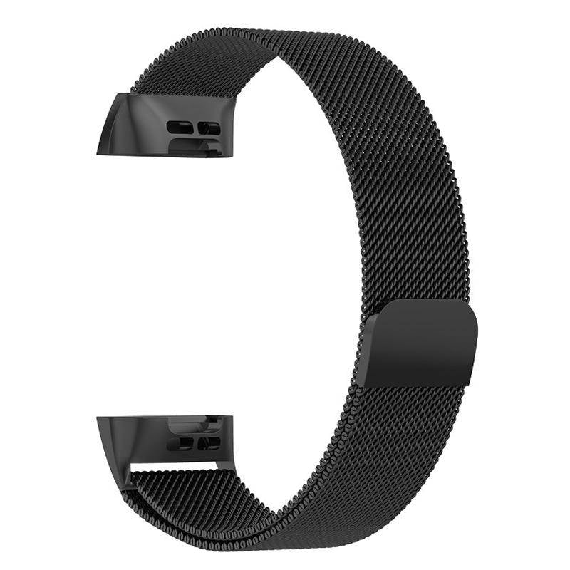 For Fitbit Charge 3 Wristband Milanese Replacement Stainless Steel Watch Band-Black