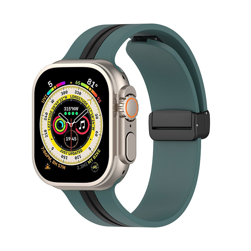 Silicone Bicolor Band with Magnetic Folding Buckle for Apple Watch-3
