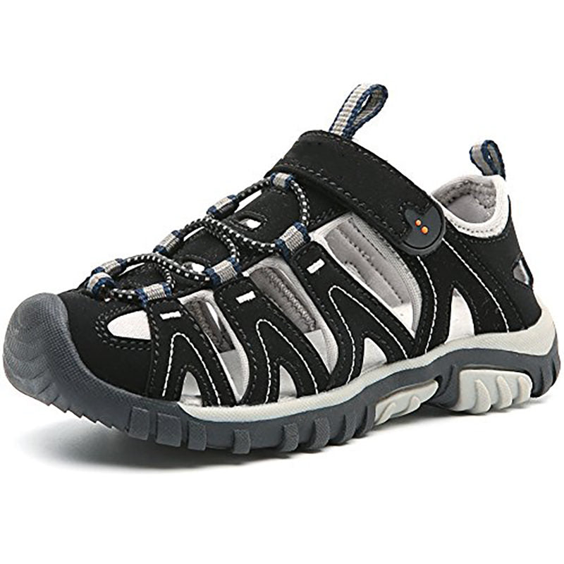 Boys Girls Sport Water Sandals Closed-Toe Outdoor Non-slip Flat-Black
