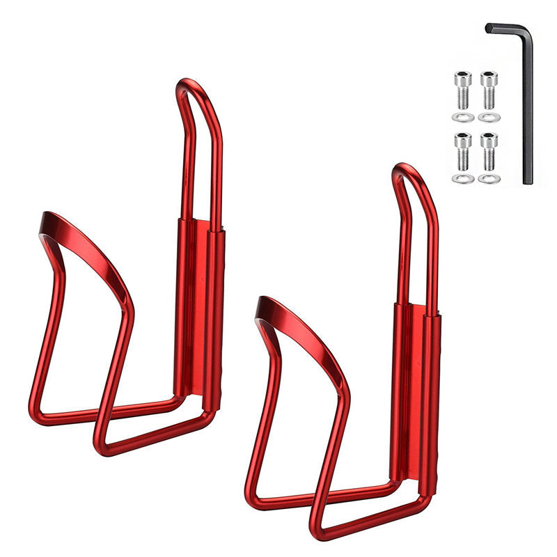 2 Pieces Light Aluminum Alloy Bicycle Outdoor Activity Bottle Cage Drilled Holes Required-Red