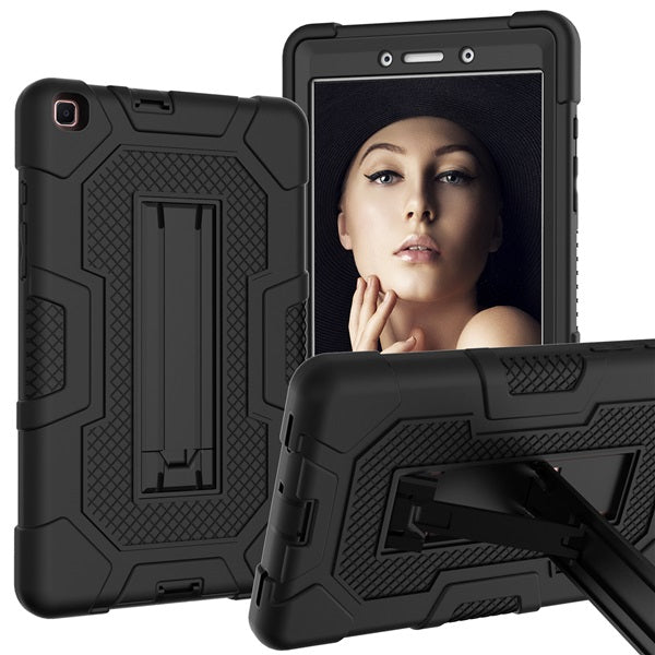 B3 Robot Tablet Case Silicone Shockproof Protective Stand Cover For Samsung Galaxy Tab A 8.0 T290/T295(2019)-Black&Black