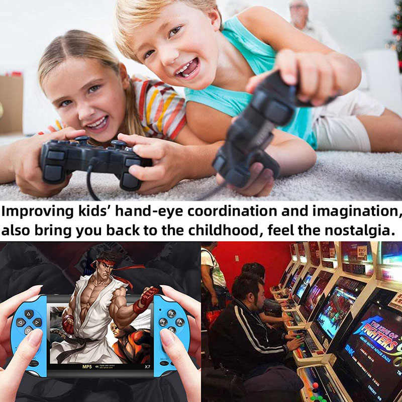 4.3 in Retro Handheld Game Console Built in Classic Games Support TV Output Music Video-Blue