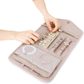 Home & LivingTravel Jewelry Organizer Roll Foldable Jewelry Case for Rings Necklaces - Pink