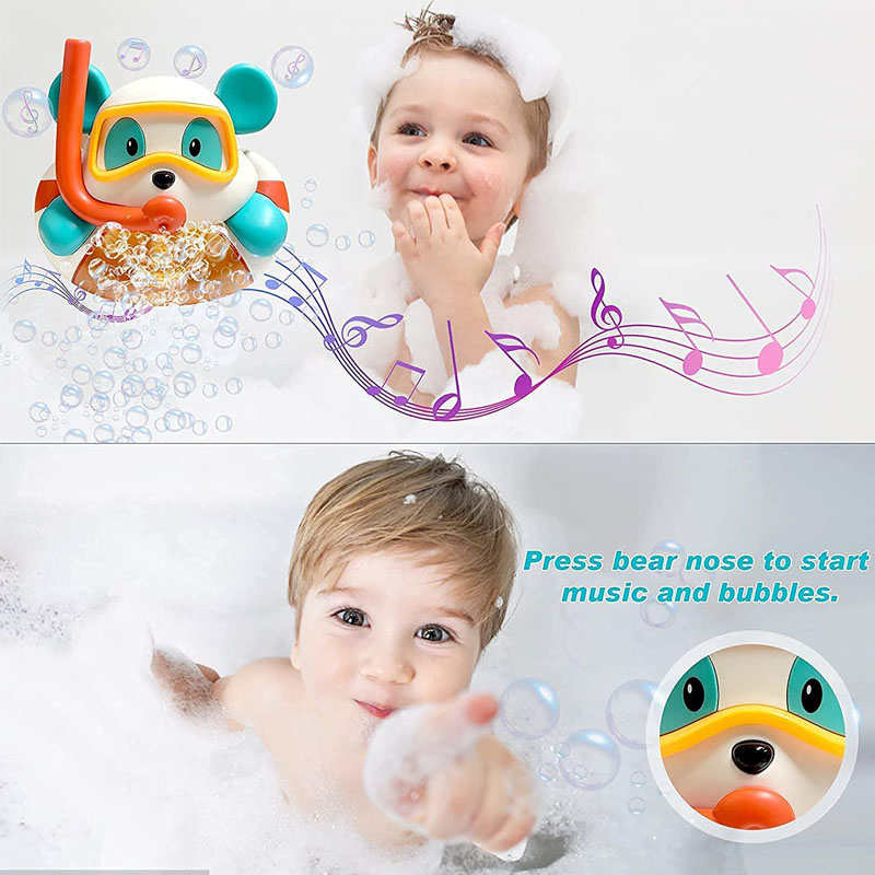 Baby Bath Toy Diving Bear Automatic Bubble Maker Play 12 Songs for 3+