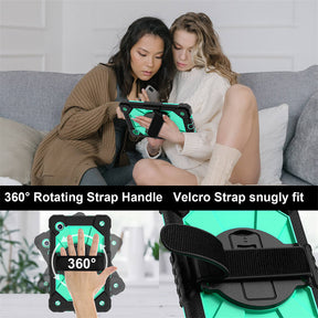 Tablet Case Full Body Protection with Stand Shoulder Strap for Galaxy A9 Plus-MintGreen