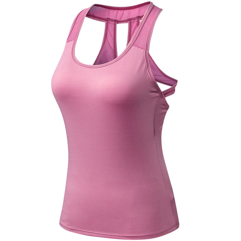 Workout Tank Tops Sleeveless Yoga Vest Sport Fitness Quick Drying Tight Stretch Top 92101-Pink