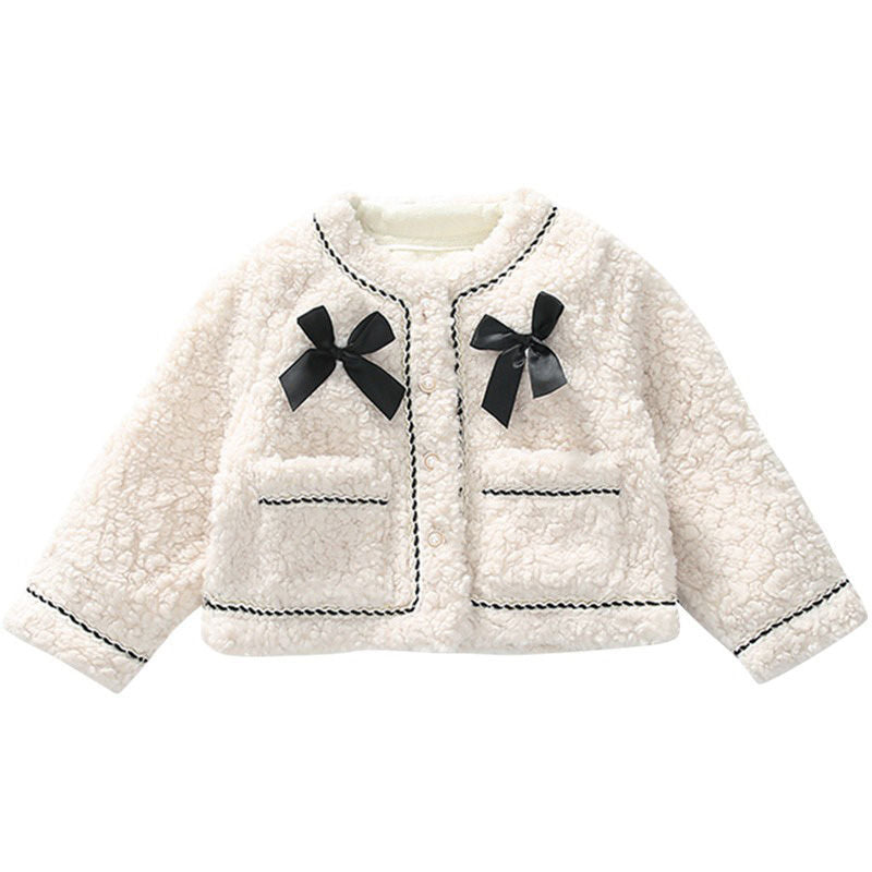 Girls Sherpa Short Coat Toddler Winter Jacket Warm Outwear Clothes 2-10 Years