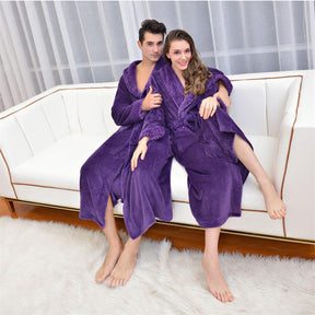 Warm Soft Plush Robe with Pockets for Unisex-Purple