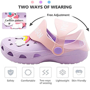 Unicorn Cartoon Childrens Beach Sandals Summer Toddler Boys Girls Slippers-Purple