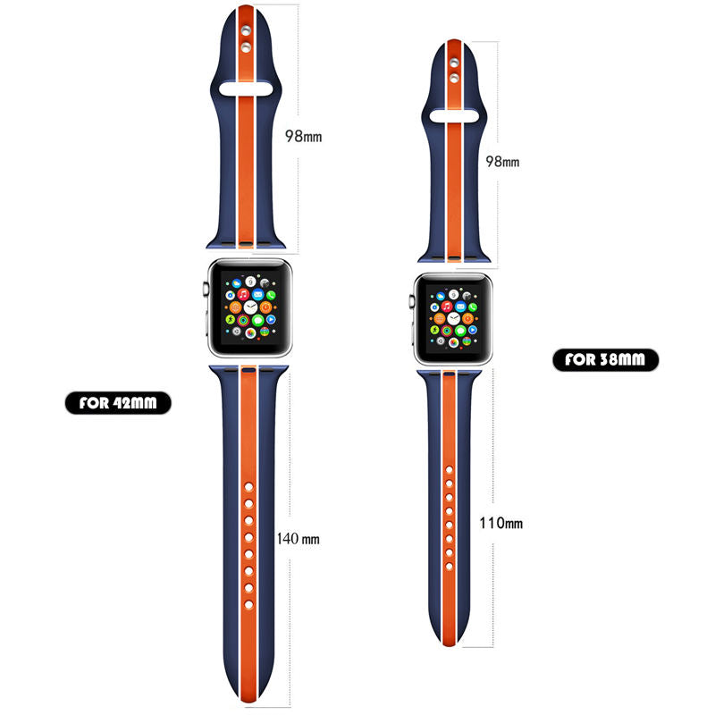 Soft Silicone Watch Bands Pattern Printed Band for iWatch Series6/5/4/3/2/1/SE-BlueOrange