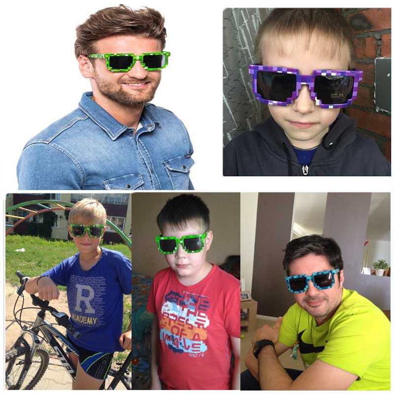 2 Packs Pixel Sunglasses Birthday Party Favors for Kids and Adults-White