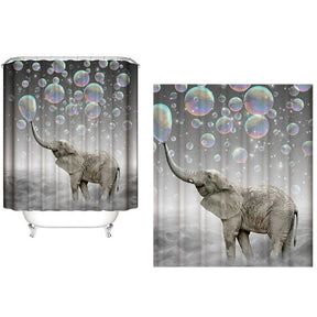 3D Printing Elephant Shower Curtain Bathroom Decor with 12 Hooks-3