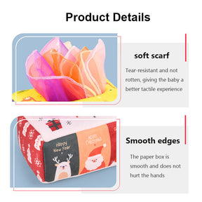 Baby Tissue Box Toy Crinkle Paper Sensory Silk Scarves Toys for 0-3 Year Old Kids-FoxA