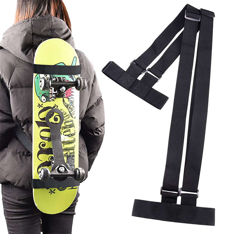 Universal Adjustable Shoulders Carry Strap for Skateboard Longboard-Black