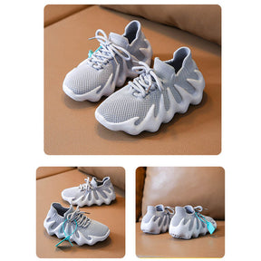 Kids Sneakers Knitted Breathable Cross Trainer Shoes-Grey