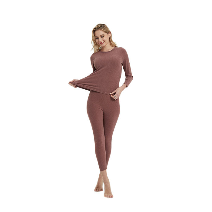 Women's Ultra Soft Autumn And Winter Thermal Underwear Fleece Lined Pajamas-Light Purple