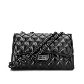 Womens Fashion Rhombus Shoulder Bags with Chain Strap-Black