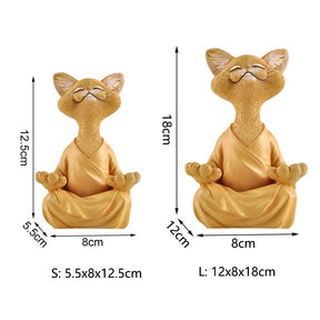 Buddha Cat Statue Yoga Collectible Home Decoration-Orange