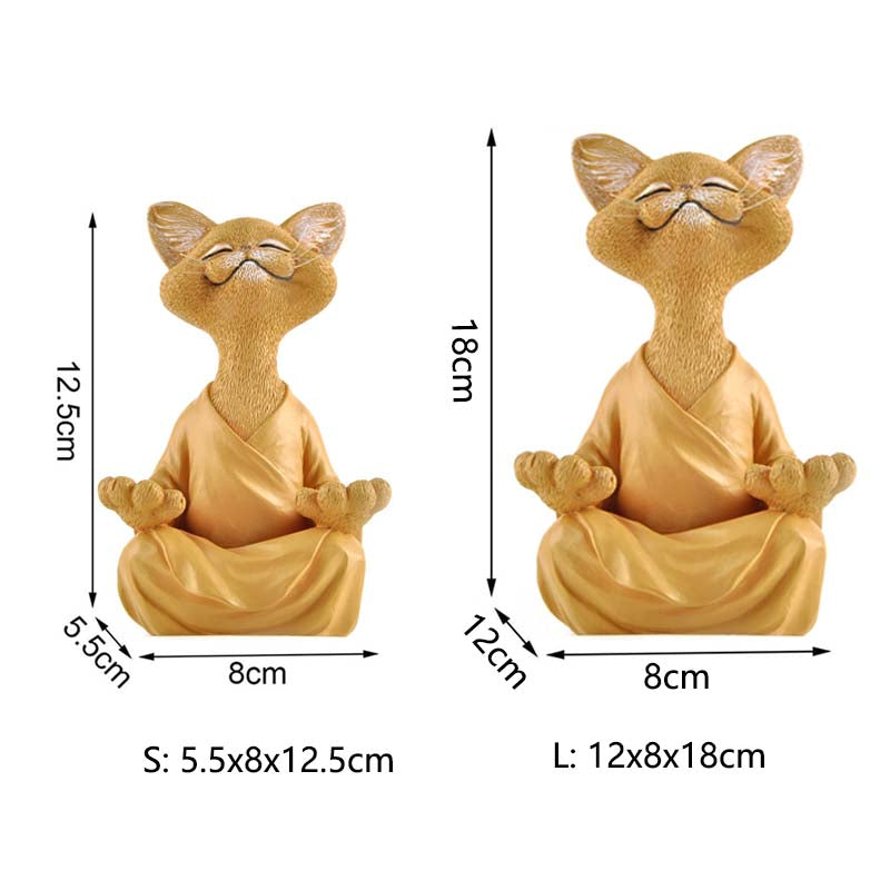 Buddha Cat Statue Yoga Collectible Home Decoration-Orange