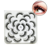 10 Pairs 3D False Eyelashes Reusable Wispy Cat Eye Natural Look Lashes-109