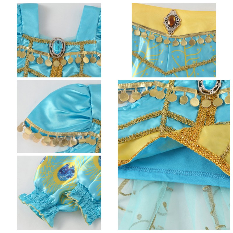 Girls Princess Costume with Headband Halloween Party Luxury Dress