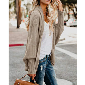 Women's Batwing Knitted Oversized Slouchy Solid Cardigan Sweater Knit Outwear-Khaki
