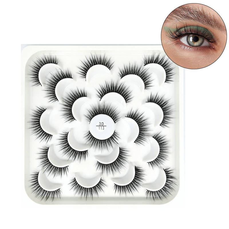 10 Pairs 3D False Eyelashes Reusable Wispy Cat Eye Natural Look Lashes-113