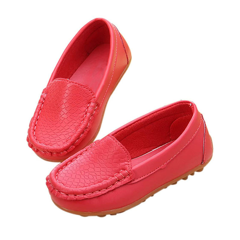 Casual Toddler Flat Shoes Boys Girls Soft Slippery Loafers-Red