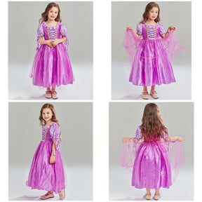 Girls Princess Dress Puff Sleeve Tulle Christmas Carnival Cosplay