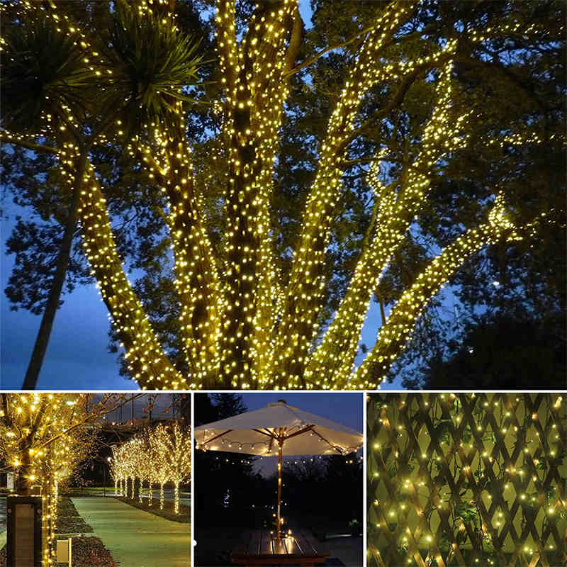 Solar Christmas Lights 72ft 200 LED 8 Modes Solar String Lights Waterproof-Warm White