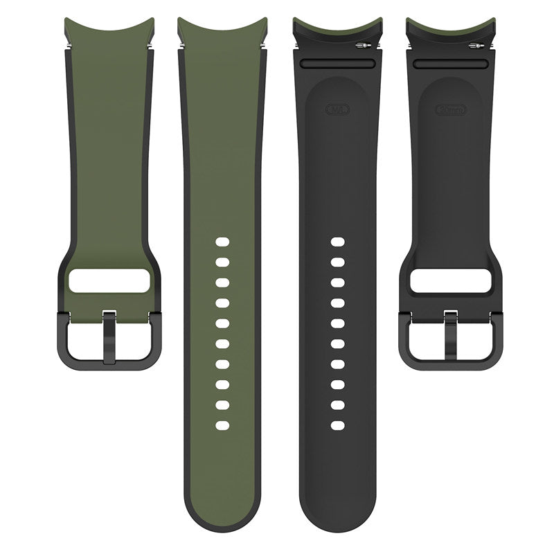 20mm Two Tone Silicone Sports Strap for Samsung Galaxy Watch 5-ArmyGreenBlack