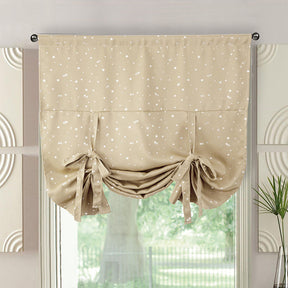 Rod Pocket Star Blackout Roman Curtain Tie Up Small Window Curtain 46X63In-Beige