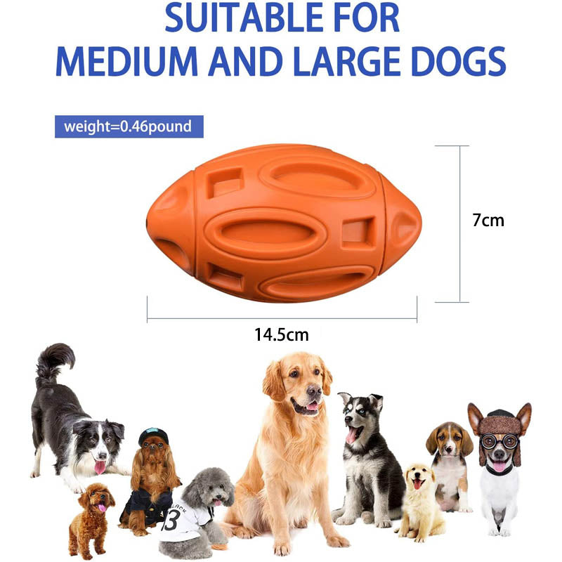 Dog Squeak Toys for Aggressive Chewers Durable Pet Rubber Football Toys-Orange