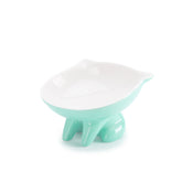 Raised Ceramic Cat Food Q Bowl Dish Tilt Angle Protect Cats Spine-Green