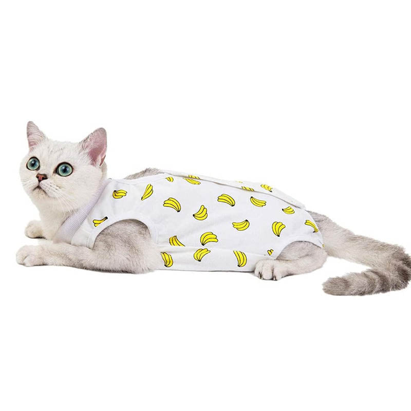 Cat Surgery Recovery Suit Breathable for Abdominal Wounds and Skin Diseases-Banana