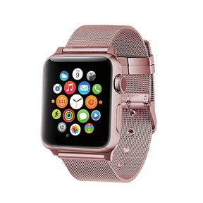 Buckle Metal Mesh Watch Watch Band For Apple Watch SE/6/5/4/3/2/1(Rose Gold)