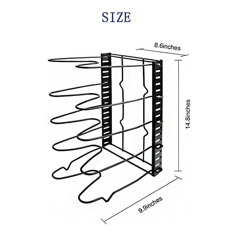 5 Tiers Adjustable Pots and Pans Organizer Rack for Cabinet Kitchen Cookware Organizer