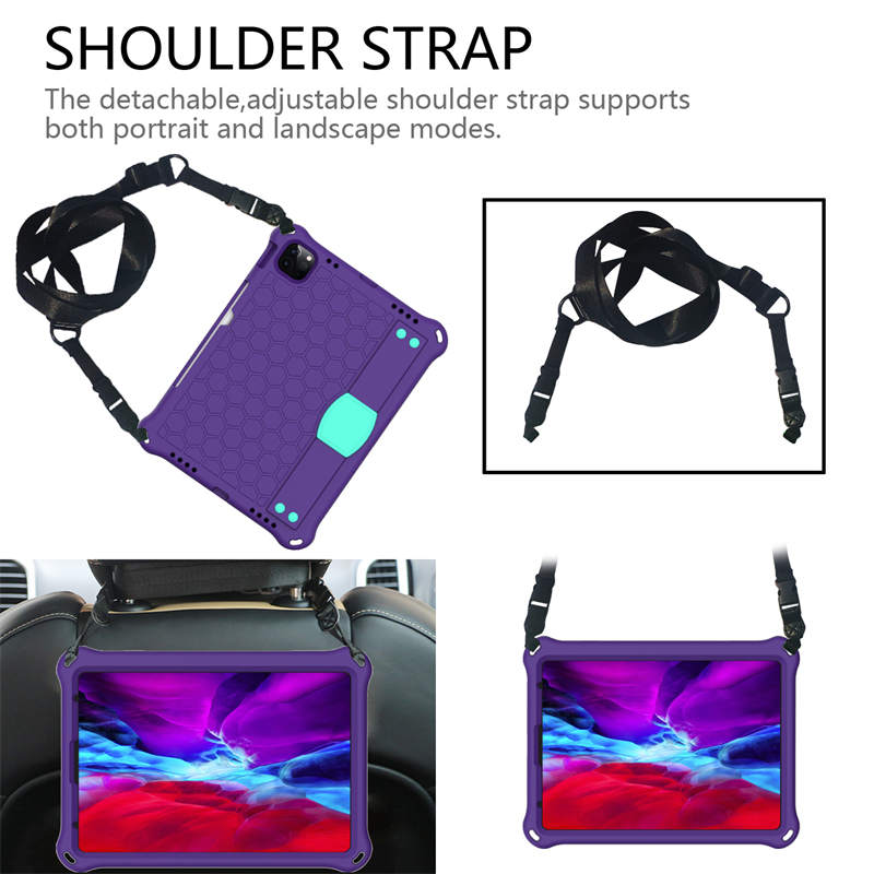 Hive iPad Case For iPad Pro11/Air4/Air5 10.9 Durable Stand Cover With Shoulder Strap-PurpleAqua
